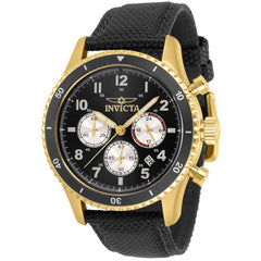 Invicta Men's Chronograph Watch - Speedway Black Dial Yellow Gold Case Strap | 31288