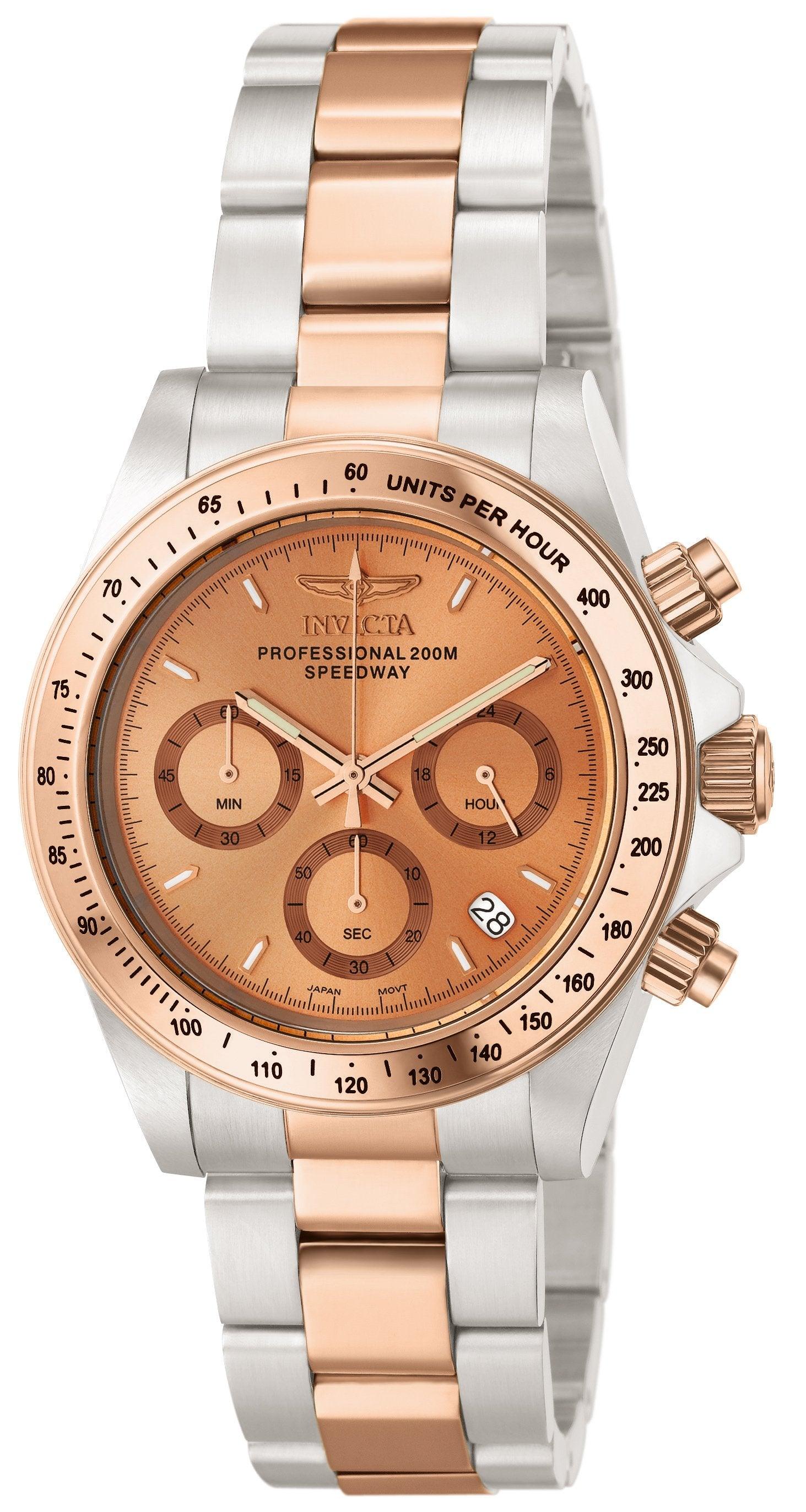 Invicta Men's Chronograph Watch - Speedway Rose Gold Dial Two Tone