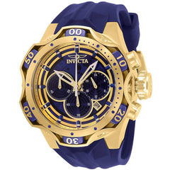 Invicta Men's Chronograph Watch - Venom Blue Dial Yellow Gold Case Strap | 33636