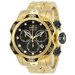 Invicta Men's Chronograph Watch - Venom Quartz Black Dial Yellow Gold Bracelet | 29642