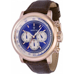 Invicta Men's Chronograph Watch - Vintage Blue and Ivory Dial Leather Strap | 37324