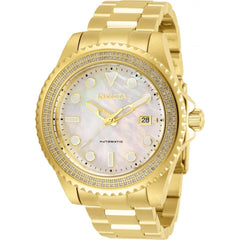 Invicta Men's Diamond Watch - Pro Diver White MOP Dial Yellow Gold Bracelet | 30328