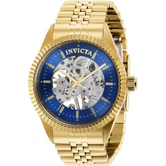 Invicta Men's Mechanical Watch - Specialty Blue Skeleton Dial YG Bracelet | 36443