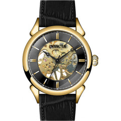 Invicta Men's Mechanical Watch - Vintage Black and Skeleton Dial Leather Strap | 38173
