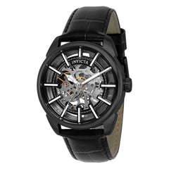 Invicta Men's Mechanical Watch - Vintage Skeleton Dial Black Case Strap | 37891