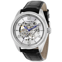 Invicta Men's Mechanical Watch - Vintage Skeleton Dial Black Leather Strap | 37930
