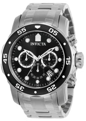 Invicta Men's Pro Diver Chronograph Watch - Quartz Black Dial Steel Bracelet | 0069