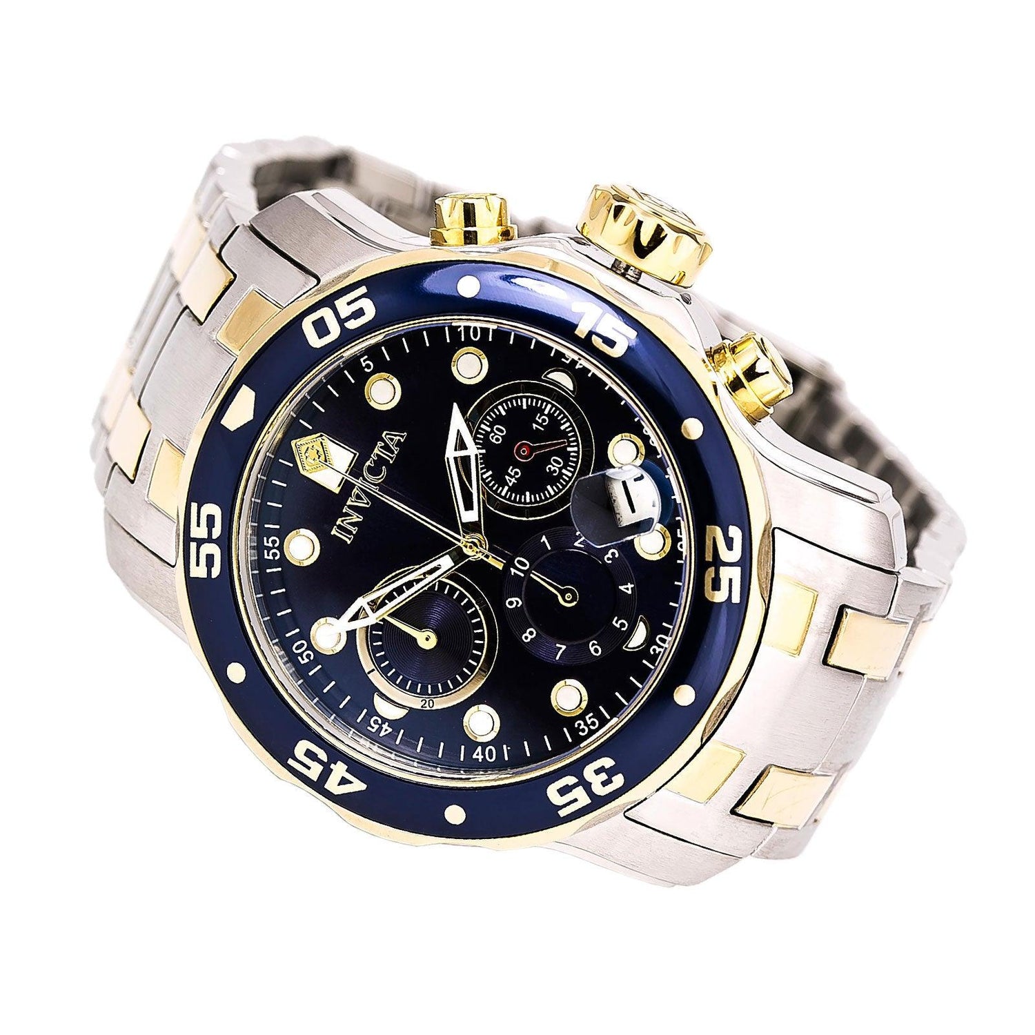 Invicta Men's Pro Diver Chronograph Watch - Quartz Blue Dial Two Tone ...