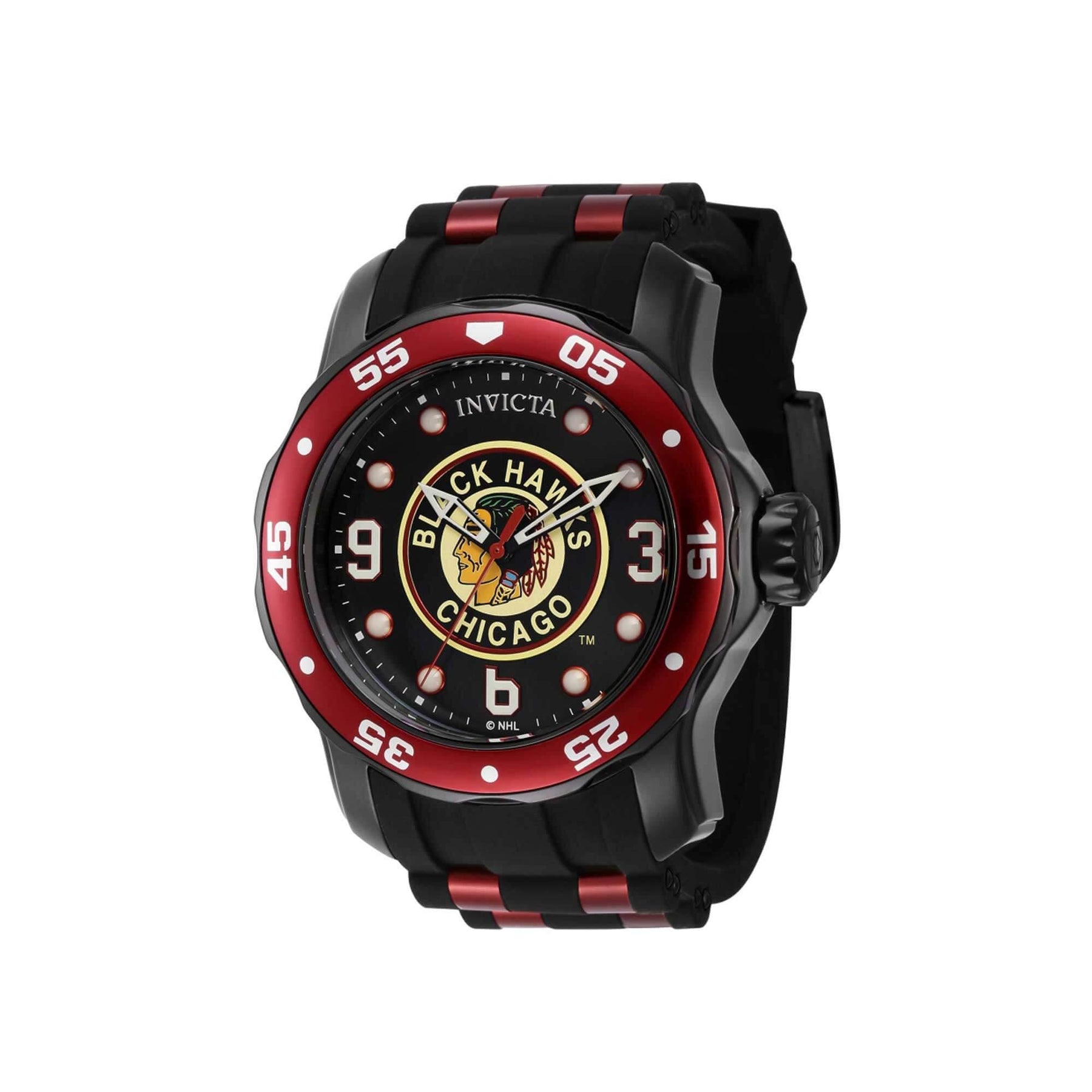 Invicta Silver Steel Watch with Red Bezel and Black Dial , CHICAGO BLACK HAWKS Amazon.com: Invicta Pro Diver Unisex Wrist Watch Stainless  main image 3