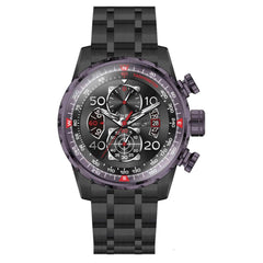 Invicta Men's Quartz Watch - Aviator Black Dial Purple Rotating Bezel Bracelet | 40702
