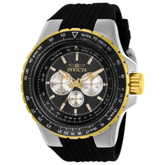 Invicta Men's Quartz Watch - Aviator Black Dial Silicone Rubber Strap | 33029
