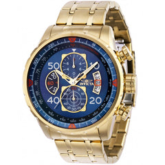 Invicta Men's Quartz Watch - Aviator Chronograph Blue Dial YG Steel Bracelet | 36602