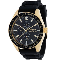 Invicta Men's Quartz Watch - Aviator Date Black Dial Silicone Rubber Strap | 38404