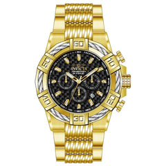 Invicta Men's Quartz Watch - Bolt Black Carbon Fiber Dial Yellow Gold Bracelet | 38022