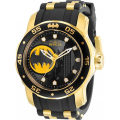 Invicta Men's Quartz Watch - DC Comics Batman Black and Yellow Gold Strap | 34752