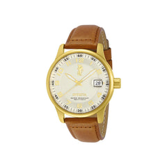 Invicta Men's Quartz Watch - I-Force Date Silver Dial Cognac Leather Strap | 12824
