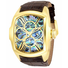 Invicta Men's Quartz Watch - Lupah Yellow Gold Case Brown Leather Strap | 35193