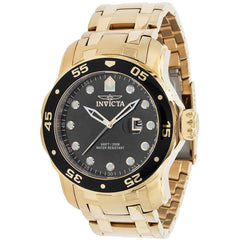 Invicta Men's Quartz Watch - Pro Diver Black Dial Yellow Gold Steel Bracelet | 39085