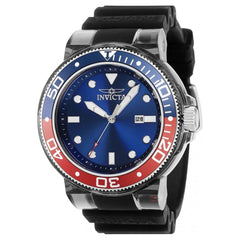 Invicta Men's Quartz Watch - Pro Diver Blue and Red Bezel Black Silicone Strap | 38883