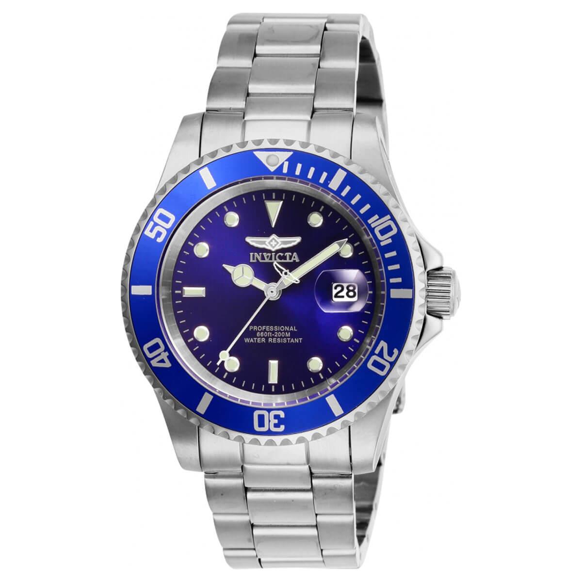Invicta Men's Quartz Watch Pro Diver Blue Dial Stainless Steel Brace