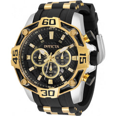 Invicta Men's Quartz Watch - Pro Diver Chrono Black and Gold Dial Bracelet | 33840