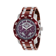 Invicta Men's Quartz Watch - Pro Diver Chrono Red and Silver Steel Bracelet | 40683