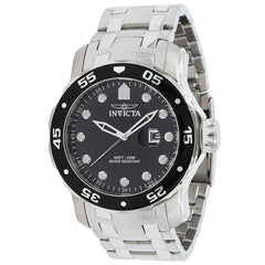 Invicta Men's Quartz Watch - Pro Diver Date Black Dial Silver Steel Bracelet | 39083