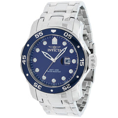 Invicta Men's Quartz Watch - Pro Diver Date Blue Dial Silver Steel Bracelet | 39084
