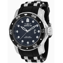Invicta Men's Quartz Watch - Pro Diver Date Silver Tone and Black Strap | 39095
