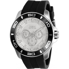Invicta Men's Quartz Watch - Pro Diver Day-Date Silver Tone Dial Black Strap | 30950