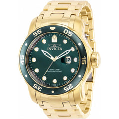 Invicta Men's Quartz Watch - Pro Diver Green Dial Yellow Gold Steel Bracelet | 39088