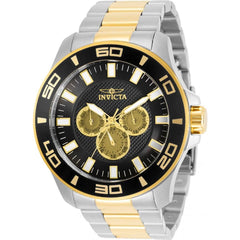 Invicta Men's Quartz Watch - Pro Diver Quartz Black Dial Two Tone Bracelet | 30786