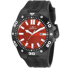 Invicta Men's Quartz Watch - Pro Diver Red Dial Black Rubber Strap | 30963