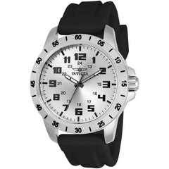 Invicta Men's Quartz Watch - Pro Diver Silver Dial Black Polyurethane Strap | 21834