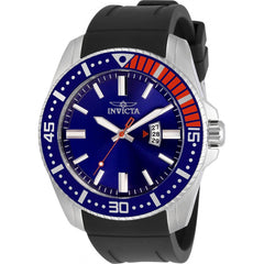 Invicta Men's Quartz Watch - Pro Diver Silver Tone Case Blue Dial Black Strap | 30741