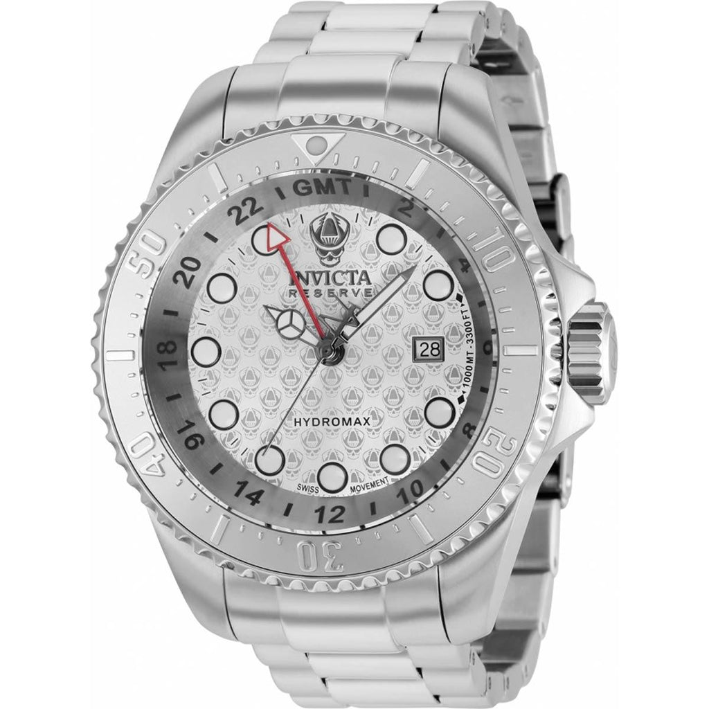 Invicta Men's Quartz Watch Reserve Hydromax GMT Silver Dial Steel Br
