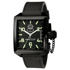 Invicta Men's Quartz Watch - Russian Diver Black Dial Leather Strap | 7189