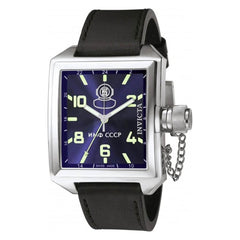 Invicta Men's Quartz Watch - Russian Diver Blue Dial Black Leather Strap | 7188