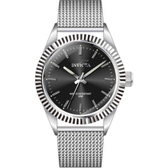 Invicta Men's Quartz Watch - Specialty Black Dial Silver Tone Mesh Bracelet | 45705