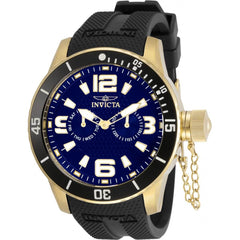 Invicta Men's Quartz Watch - Specialty Day-Date Yellow Gold Case Black Strap | 30700