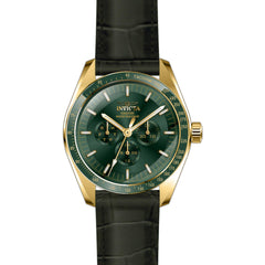 Invicta Men's Quartz Watch - Specialty GMT Green Dial Black Leather Strap | 45964