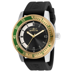 Invicta Men's Quartz Watch - Specialty Green and Gold Tone Bezel Black Strap | 35556