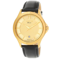 Invicta Men's Quartz Watch - Specialty Yellow Gold Case Black Leather Strap | 31126