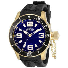 Invicta Men's Quartz Watch - Specialty Yellow Gold Case Black Rubber Strap | 30699