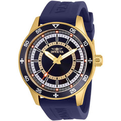 Invicta Men's Quartz Watch - Specialty Yellow Gold Case Blue Dial Rubber Strap | 30714