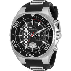Invicta Men's Quartz Watch - Speedway Black and Silver Dial Silicone Strap | 33190