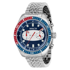 Invicta Men's Quartz Watch - Speedway White and Blue Dial Silver Tone Bracelet | 40526