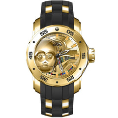 Invicta Men's Quartz Watch - Star Wars C-3PO Yellow Gold and Black Strap | 39540