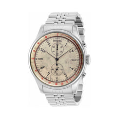 Invicta Men's Quartz Watch - Vintage Chronograph Beige Dial Silver Bracelet | 40850