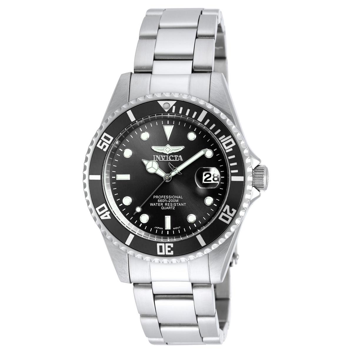Invicta Pro Diver Watch WR200M 8932 Preowned New Battery Time Keep Black Silver Amazon.com: Invicta Men main image 3